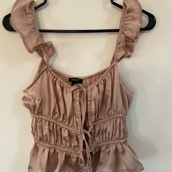 Champagne Silk drawstring Blouse - Picture 1 of 4